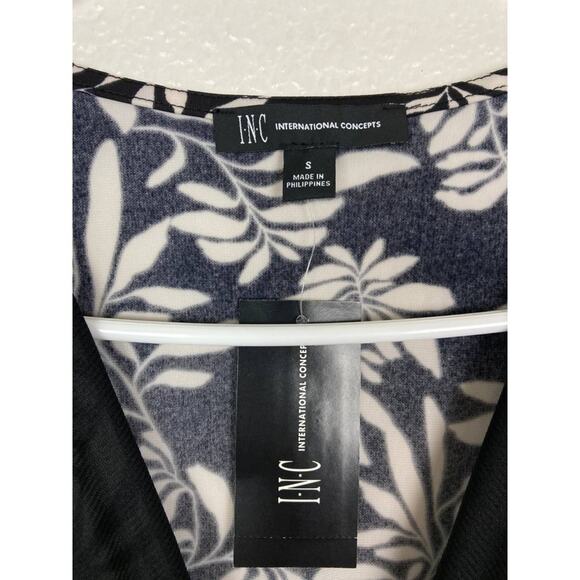 INC International Concepts Top Blouse Black and White Ruched Sleeveless Small - Picture 12 of 13